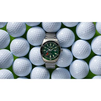 Disney 100th Anniversary Men's Eco-Drive Mickey Mouse Golfing Stainless Bracelet Watch by Citizen - AW1595-78W