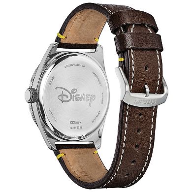 Disney 100th Anniversary Men's Eco-Drive Mickey Mouse Vintage Leather Strap Watch by Citizen - AW1599-00W 