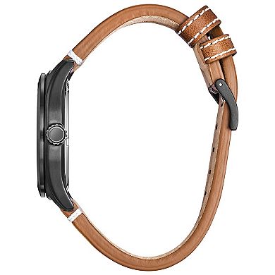 Disney's 100th Anniversary Mickey Mouse Men's Eco-Drive Batter's Up Brown Leather Strap Watch by Citizen - BV1089-05W