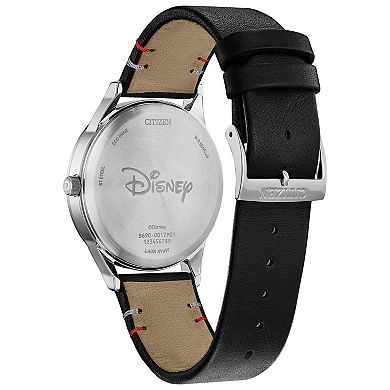 Disney 100th Anniversary Men's Eco-Drive Mickey Mouse Shadow Black Leather Strap Watch by Citizen - BV1130-03W