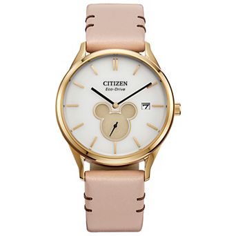 Disney's 100th Anniversary Mickey Mouse Women's Eco-Drive Shadow Tan Leather Strap Watch by Citizen - BV1132-08W