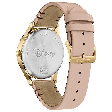 Disney 100th Anniversary Women's Eco-Drive Mickey Mouse Shadow Tan Leather Strap Watch by Citizen - BV1132-08W