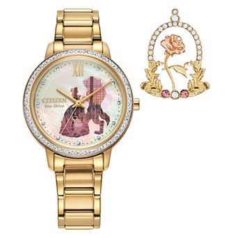 Disney's 100th Anniversary Beauty & The Beast Women's Eco-Drive Gold Tone Bracelet Watch by Citizen - FE7048-51D