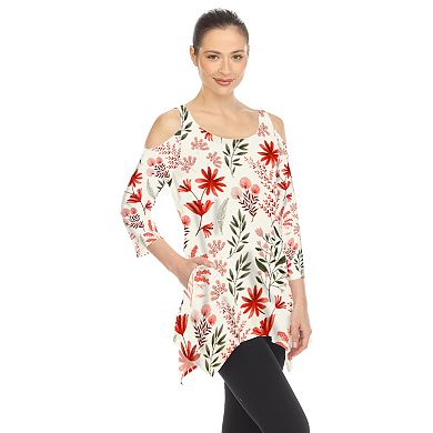 Women's Floral Printed Cold Shoulder Tunic