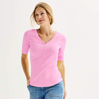 Petite Sonoma Goods For Life® Slim Fit Elbow Sleeve Henley Top
