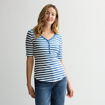 Petite Sonoma Goods For Life® Slim Fit Elbow Sleeve Henley Top