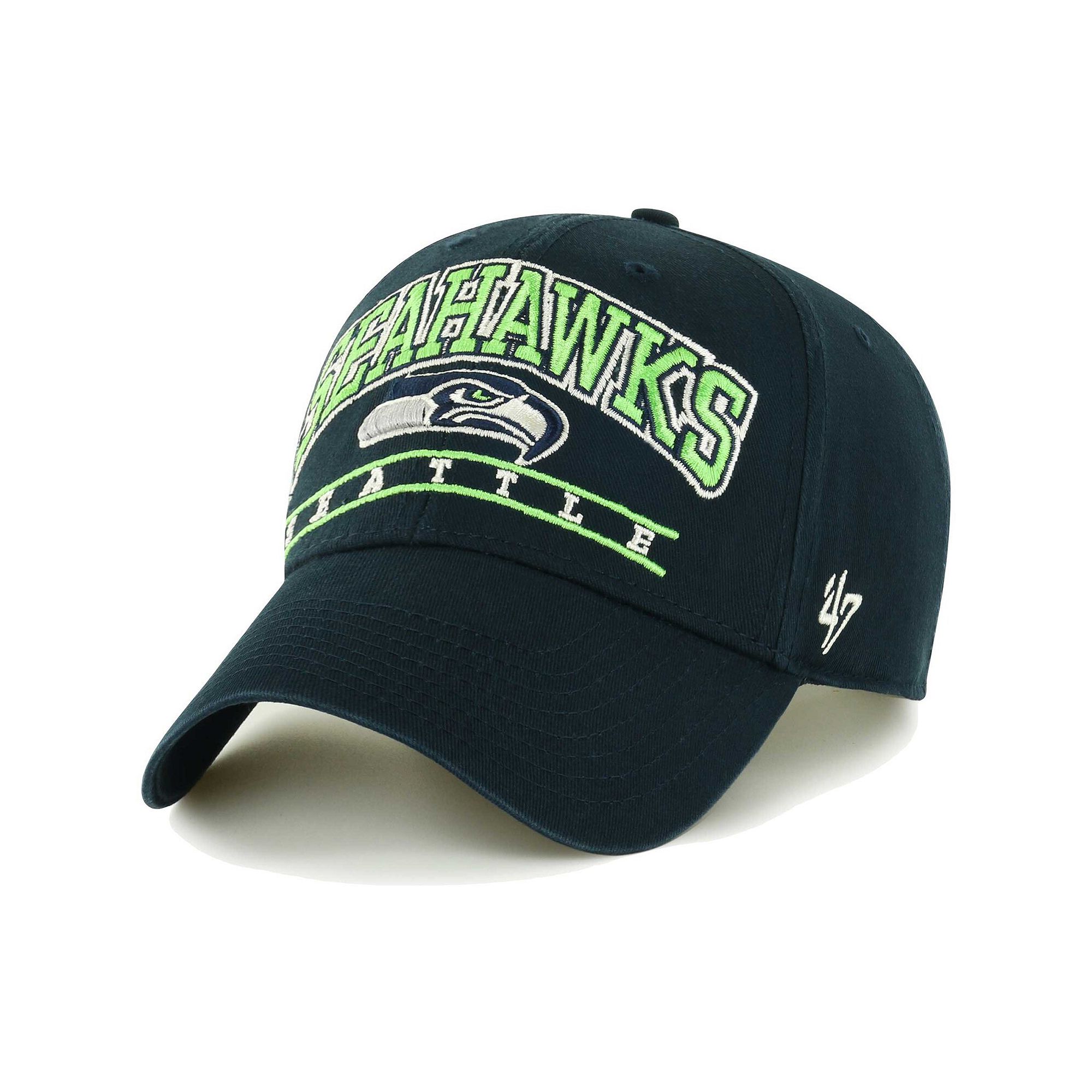 Mens 47 College Navy Seattle Seahawks Fletcher MVP Adjustable Hat, Blue