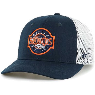 Youth '47 Navy/White Denver Broncos Scramble Adjustable Trucker Hat