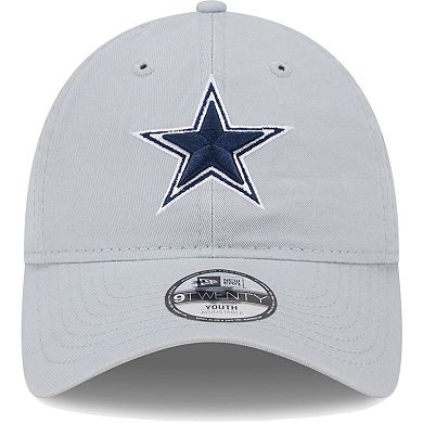 Youth New Era Gray Dallas Cowboys Main Core Classic 2.0 9TWENTY Adjustable Hat