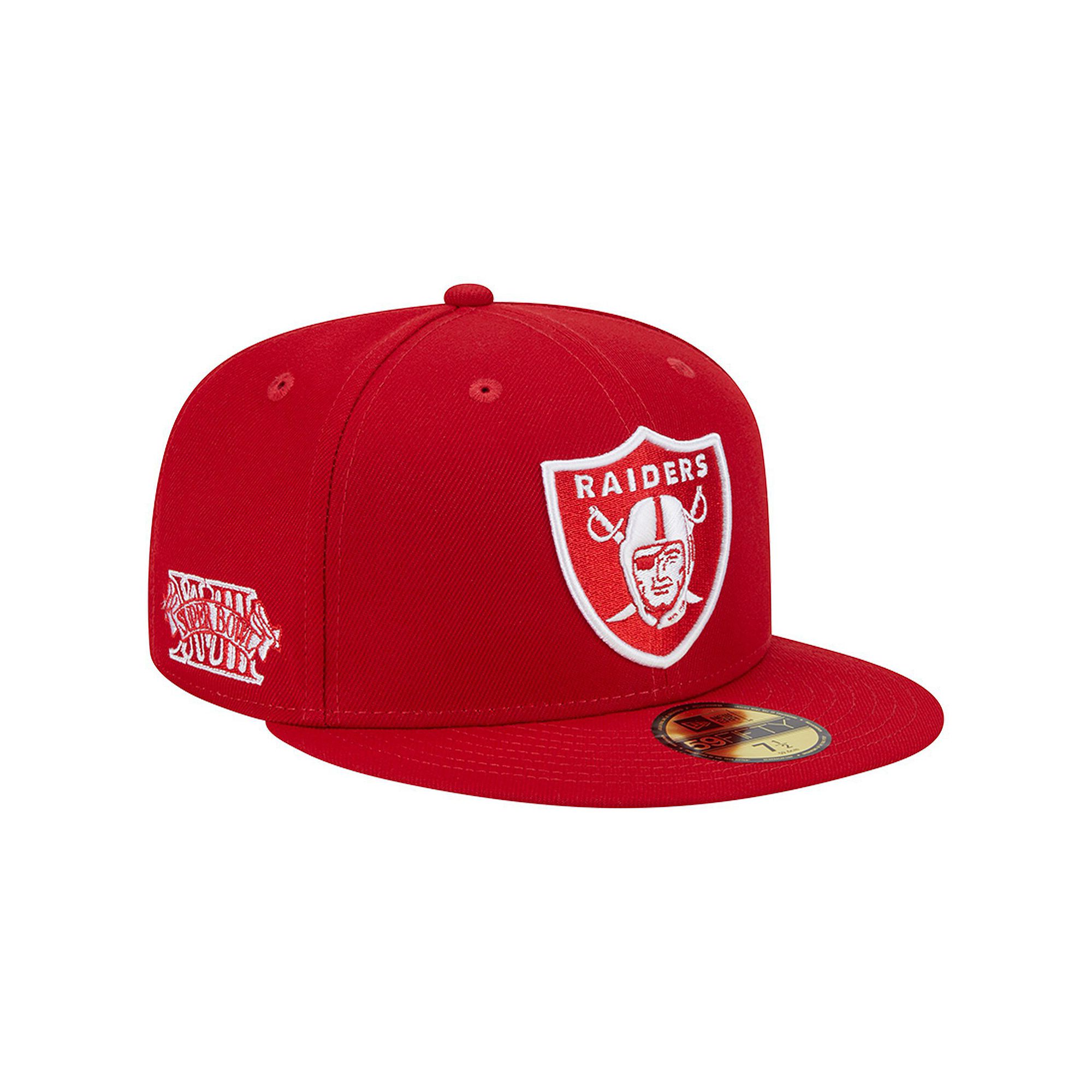 Mens New Era Scarlet Las Vegas Raiders Super Bowl XVIII Main Patch 59FIFTY