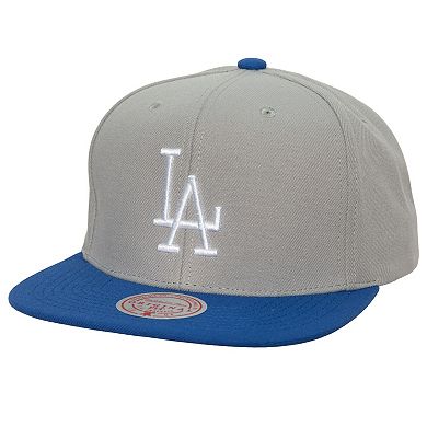 Men's Mitchell & Ness Gray Los Angeles Dodgers Cooperstown Collection Away Snapback Hat