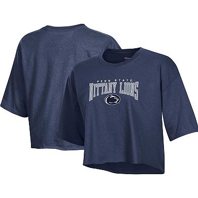 Women's Champion Heather Navy Penn State Nittany Lions Boyfriend Cropped T-Shirt