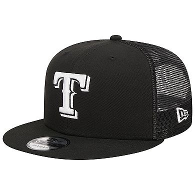 Men's New Era Black Texas Rangers Trucker 9FIFTY Snapback Hat