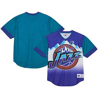 Men's Mitchell & Ness Purple Utah Jazz Jumbotron 3.0 Mesh V-Neck T-Shirt
