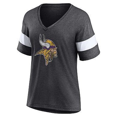 Women's Fanatics Branded Charcoal Minnesota Vikings Plus Size Logo V-Neck T-Shirt