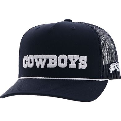 Men's HOOey Navy Dallas Cowboys Wordmark Rope Trucker Adjustable Hat