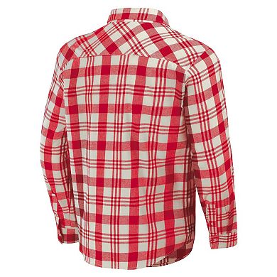 Men's Darius Rucker Collection by Fanatics Scarlet/Natural Ohio State Buckeyes Plaid Flannel Long Sleeve Button-Up Shirt