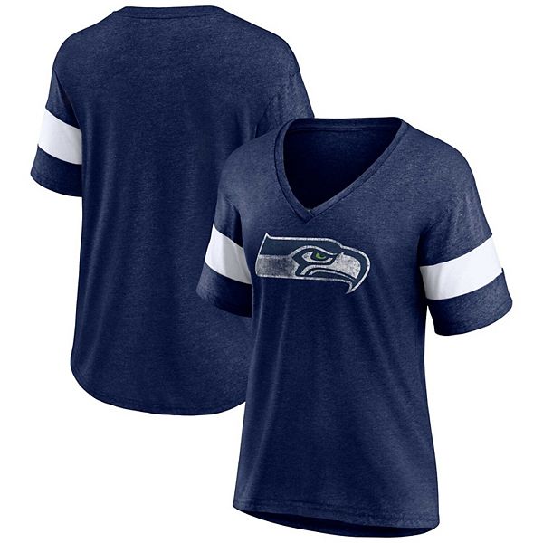 Women's Fanatics Branded College Navy Seattle Seahawks Plus Size Logo  V-Neck T-Shirt