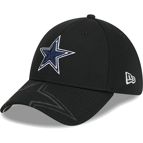 Men's New Era Black Dallas Cowboys Top Visor 39THIRTY Flex Hat