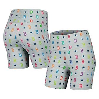 Women's Terez Gray Boston Red Sox TLC Rainbow Shorts