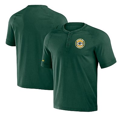 Men's NFL x Darius Rucker Collection by Fanatics Green Green Bay Packers Washed Raglan Henley T-Shirt
