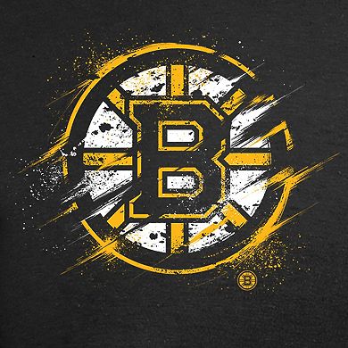Men's Fanatics Branded Black Boston Bruins Splatter Logo T-Shirt