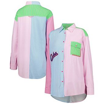 Women's Blue/Red Chicago Cubs Button-Up Shirt