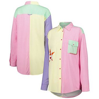 Women's Yellow/Red Houston Astros Button-Up Shirt