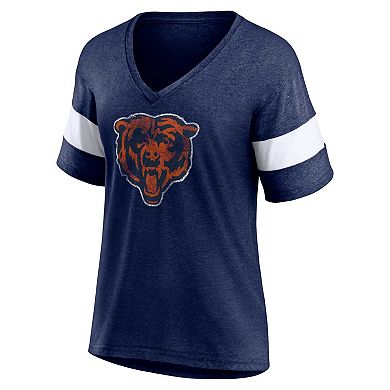 Women's Fanatics Branded Navy Chicago Bears Plus Size Logo V-Neck T-Shirt