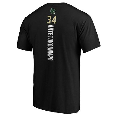 Men's Fanatics Branded Giannis Antetokounmpo Black Milwaukee Bucks Team Playmaker Name & Number T-Shirt