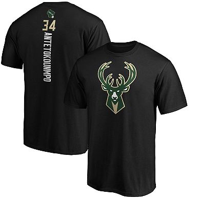 Men's Fanatics Branded Giannis Antetokounmpo Black Milwaukee Bucks Team Playmaker Name & Number T-Shirt