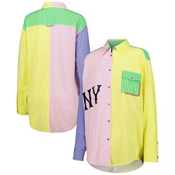 Women's Red/Yellow New York Yankees Button-Up Shirt