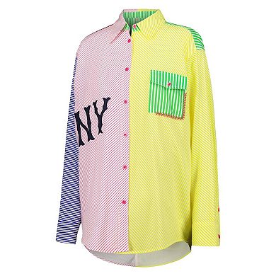Women's Red/Yellow New York Yankees Button-Up Shirt