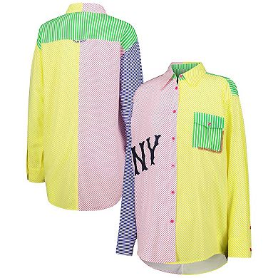 Women's Red/Yellow New York Yankees Button-Up Shirt