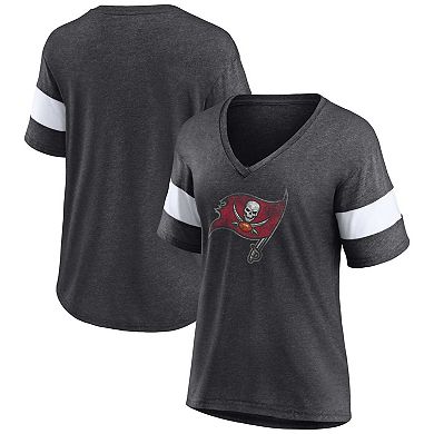 Women's Fanatics Branded Charcoal Tampa Bay Buccaneers Plus Size Logo V-Neck T-Shirt