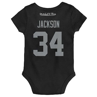 Newborn & Infant Mitchell & Ness Bo Jackson Black Las Vegas Raiders Retro Name & Number Bodysuit