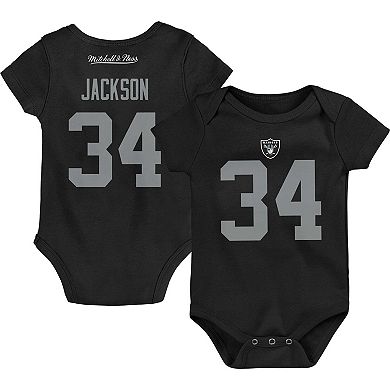 Newborn & Infant Mitchell & Ness Bo Jackson Black Las Vegas Raiders Retro Name & Number Bodysuit