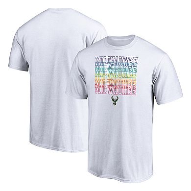 Men's Fanatics Branded White Milwaukee Bucks Team City Pride T-Shirt
