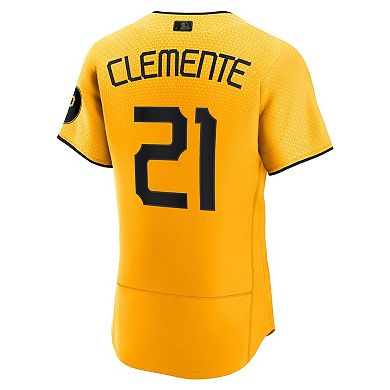 Men's Nike Roberto Clemente Gold Pittsburgh Pirates City Connect Authentic Player Jersey