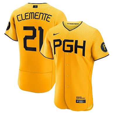 Men's Nike Roberto Clemente Gold Pittsburgh Pirates City Connect Authentic Player Jersey