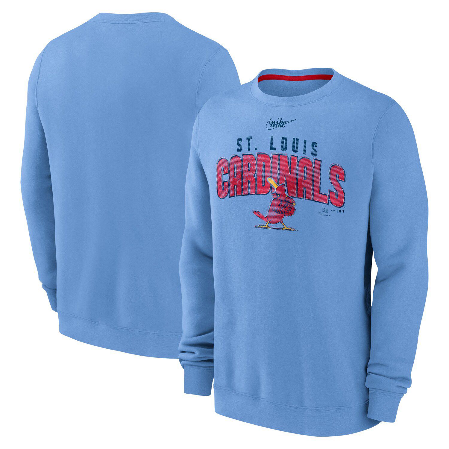 Men's Colosseum Red Louisville Cardinals Arch & Logo Crew Neck Sweatshirt