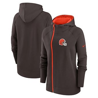 Women's Nike Brown Cleveland Browns Asymmetrical Raglan Full-Zip Hoodie