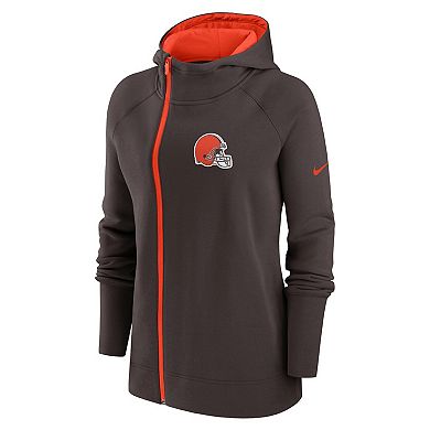 Women's Nike Brown Cleveland Browns Asymmetrical Raglan Full-Zip Hoodie