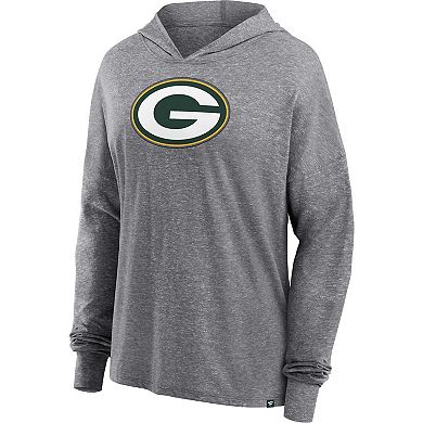 Women's Fanatics Branded Heather Gray Green Bay Packers Cozy Primary Pullover Hoodie