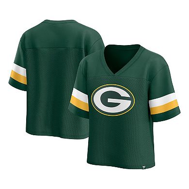 Women's Fanatics Branded  Green Green Bay Packers Established Jersey Cropped V-Neck T-Shirt