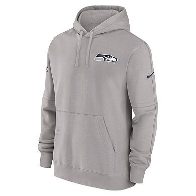 Men's Nike Gray Seattle Seahawks 2023 Sideline Club Fleece Pullover Hoodie