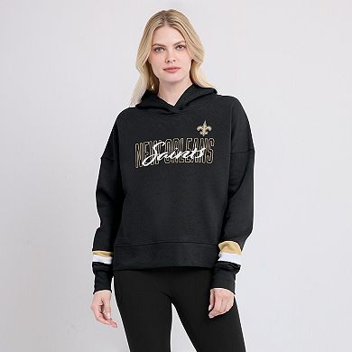 Women's Fanatics Black New Orleans Saints Over Under Pullover Hoodie