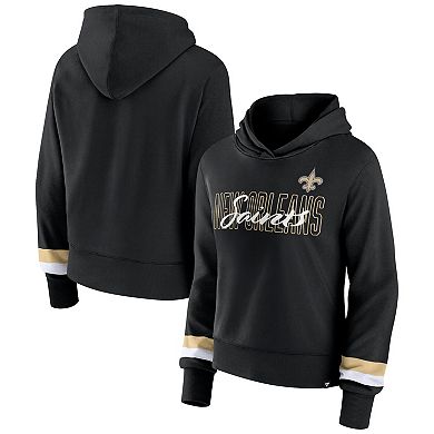 Women's Fanatics Branded Black New Orleans Saints Over Under Pullover Hoodie