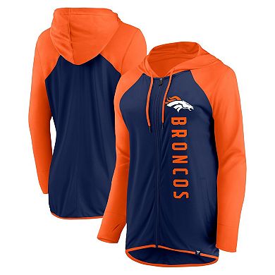 Women's Fanatics Branded Navy/Orange Denver Broncos Forever Fan Full-Zip Hoodie