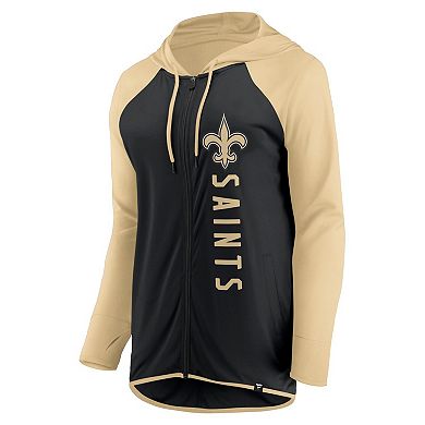 Women's Fanatics Branded Black/Gold New Orleans Saints Forever Fan Full-Zip Hoodie